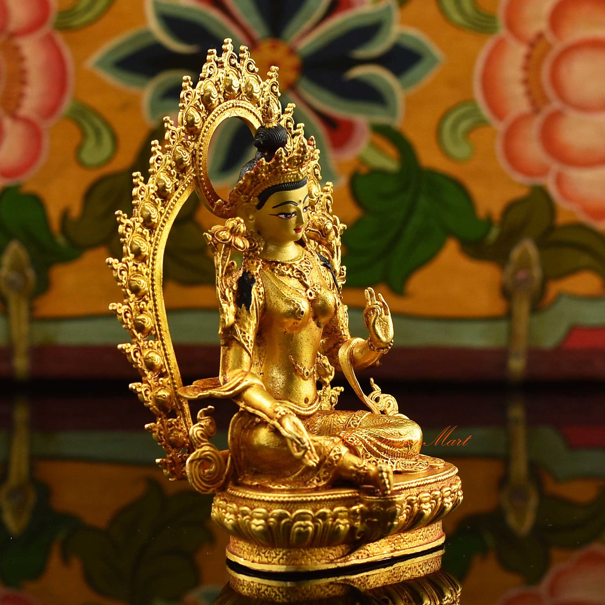 Gold Plated Green Tara Statue: Framed Tibetan Buddhist Copper Rupa - Etsy