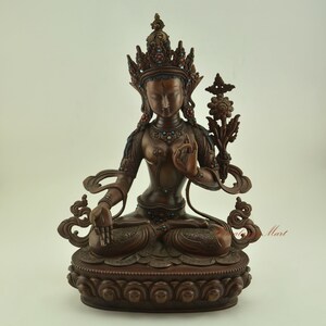 Beautifully Hand Carved Fine Quality Tibetan Buddhist Ritual White Tara Dolkar Copper Statue made using Lost Wax Method from Patan, Nepal