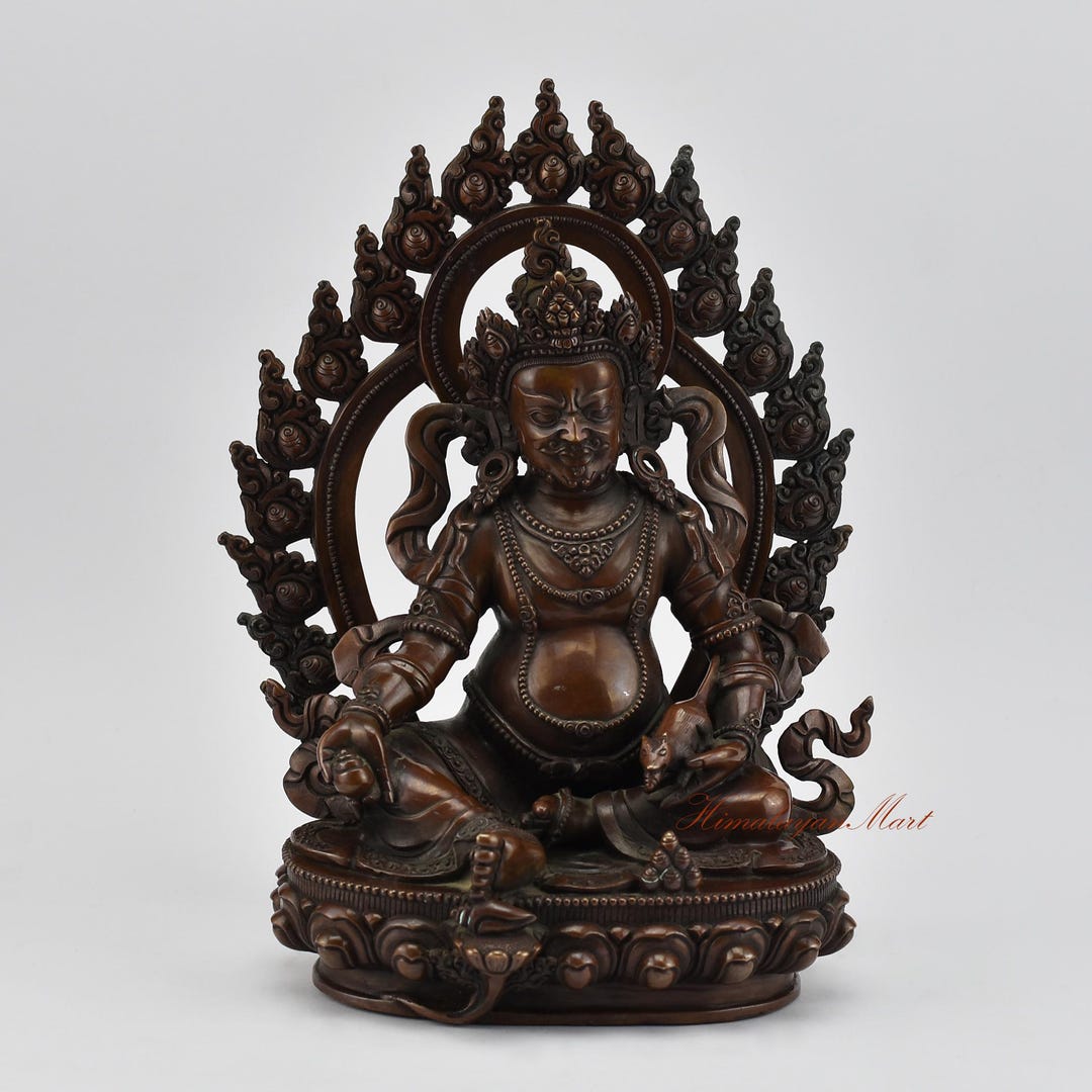 Hand Carved Yellow Zambala Statue: Copper Buddhist Rupa, Nepal - Etsy