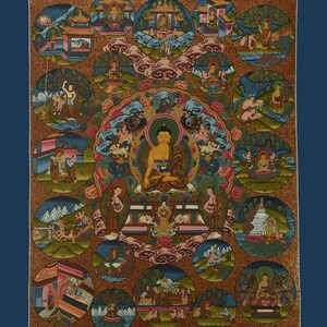 Fine Quality Buddha Life Thangka Painting Art | Pure Handmade Buddhist Thangka Scroll Painting | Tibetan Buddhist Art from Patan, Nepal