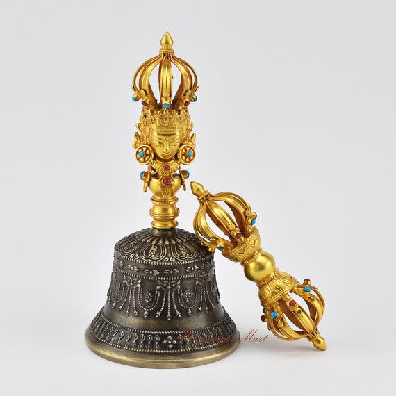 Gold Plated Vajra & Bell Set: Tibetan Buddhist Ritual Harmony - Etsy