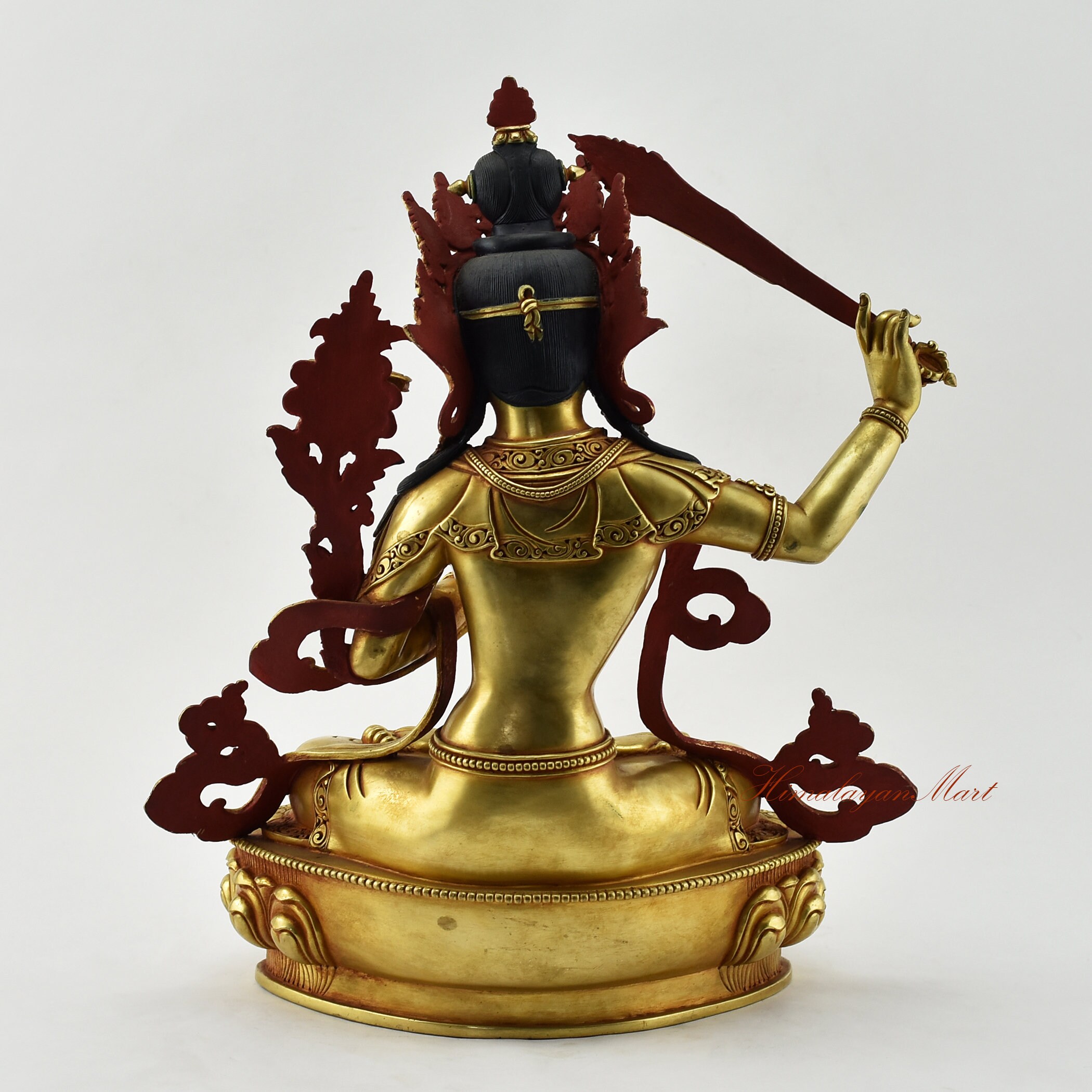 手彫りの24K金鍍金銅文殊菩薩像 - パタン・ネパール - Etsy 日本