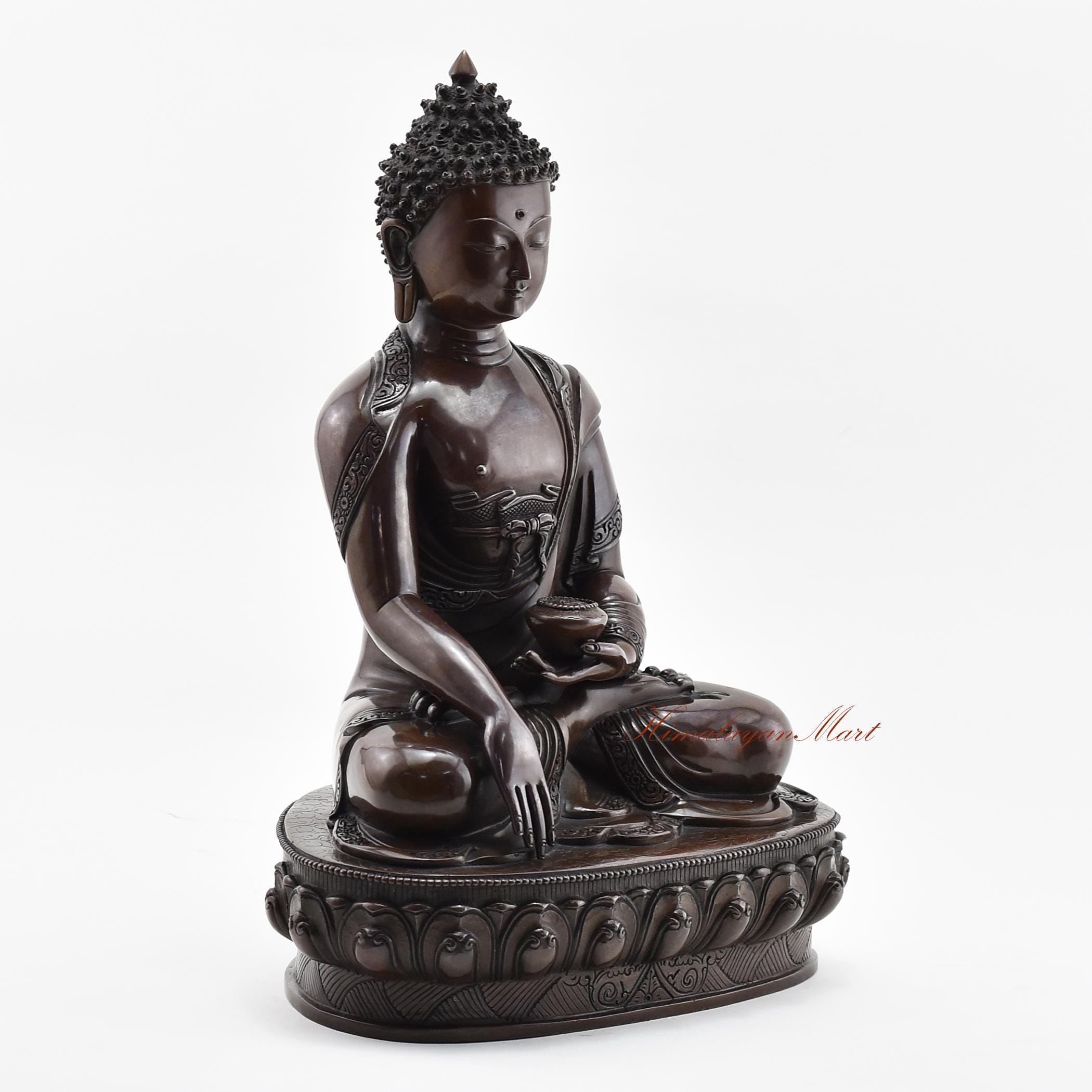 Hand Carved Copper Buddha Shakyamuni Statue - Patan Nepal Home
