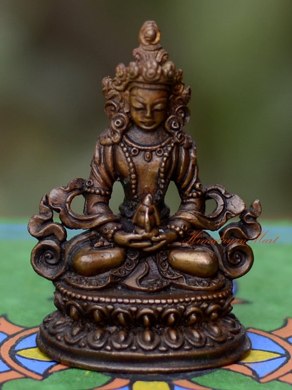チベット阿弥陀仏像：銅合金酸化仕上げ - Etsy 日本