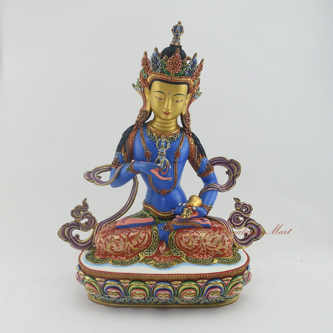 Hand Carved Vajrasattva Statue: 24K Gold Gilded Tibetan Buddhist Rupa ...