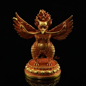 Fine Quality Gold Plated Small Guruda – King of Birds Ritual Copper Statue from Patan, Nepal