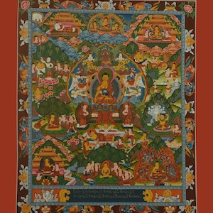 Hand Painted Life of Buddha Story Cotton Canvas Buddhist Tibetan Thangka Thanka Religious Wall Hanging Scroll Painting from Patan, Nepal
