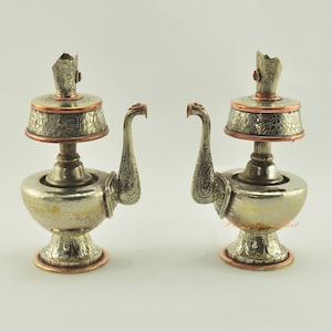 Fine Quality Hand Made Tibetan Buddhist White Metal Ceremonial Ritual Bhumpa Set for Shrine / Altar / Monastery from Patan, Nepal