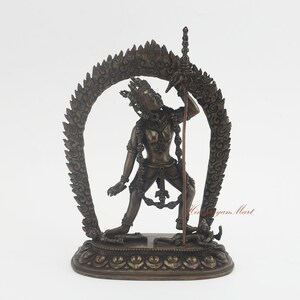 Fine Quality Hand Carved Tibetan Buddhist Religious Vajrayogini Jogini Dakini Copper Statue Rupa in Oxidation Finish from Patan, Nepal