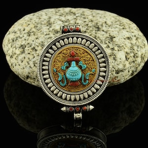 Fine Quality Hand Made Kalasha - Treasure Vase Tibetan Buddhist Silver Pendant Ghau Pendant Prayer Box Jewelry from Patan, Nepal