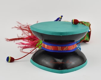 Hand Made Spiritual Tantric Buddhist Tibetan Ritual Religious Ceremonial Chod Drum with Cover from Patan, Nepal