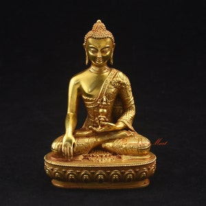 Fine Quality Gold Plated Mithupa Buddha Copper Statue from Patan, Nepal