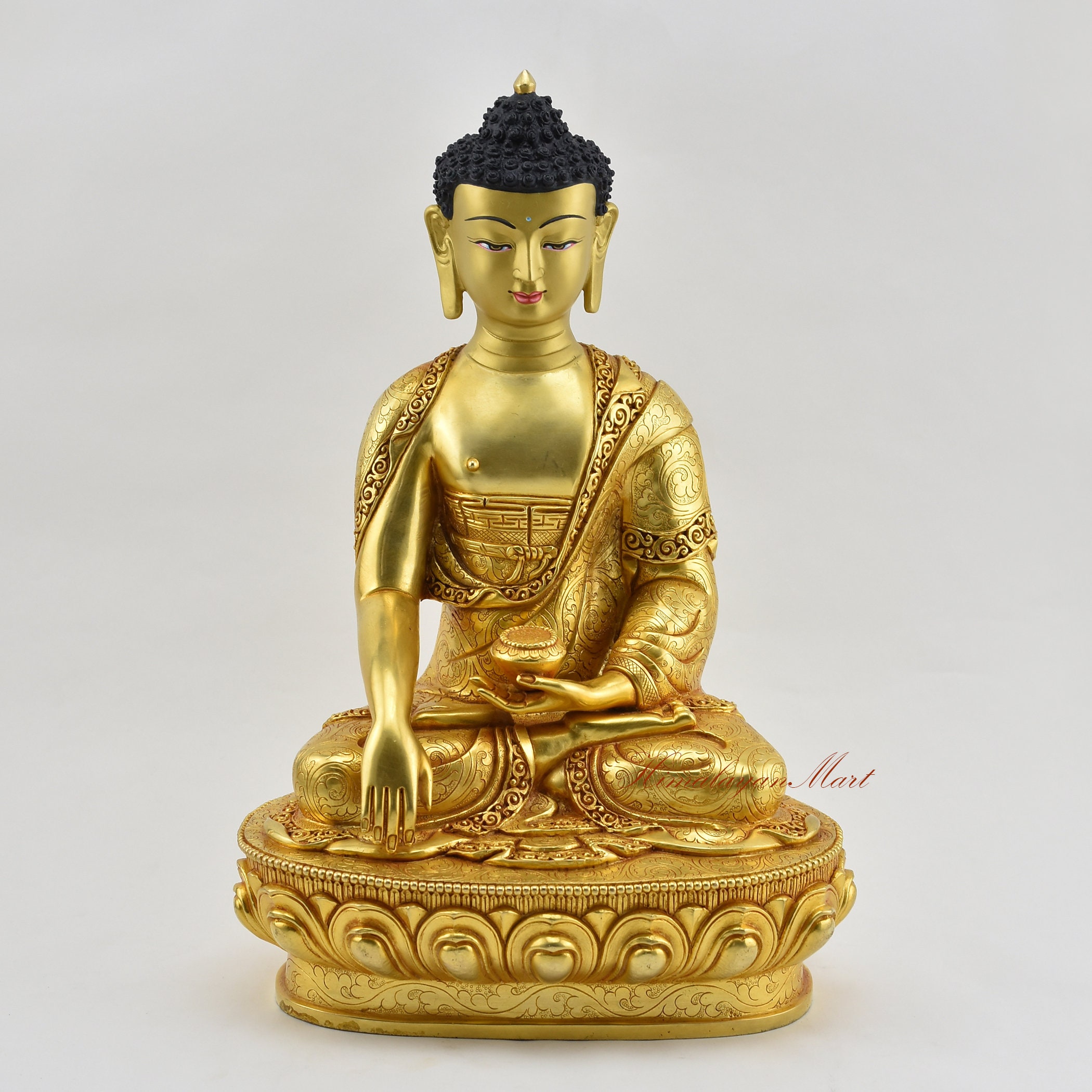 ブッダ像ー金張り  Buddha StatueーGold Ｐlated Gold Plated Shakyamuni Buddha Statue: Hand Carved Tibetan Rupa - Etsy