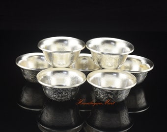 4.53" Tibet Tibetan style Beeswax Tibetan Silver Handmade Butter Offering bowl 