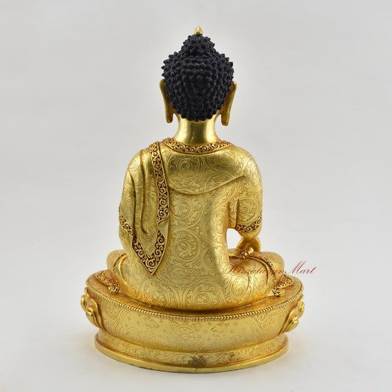 Gold Plated Shakyamuni Buddha Statue: Hand Carved Tibetan Rupa - Etsy