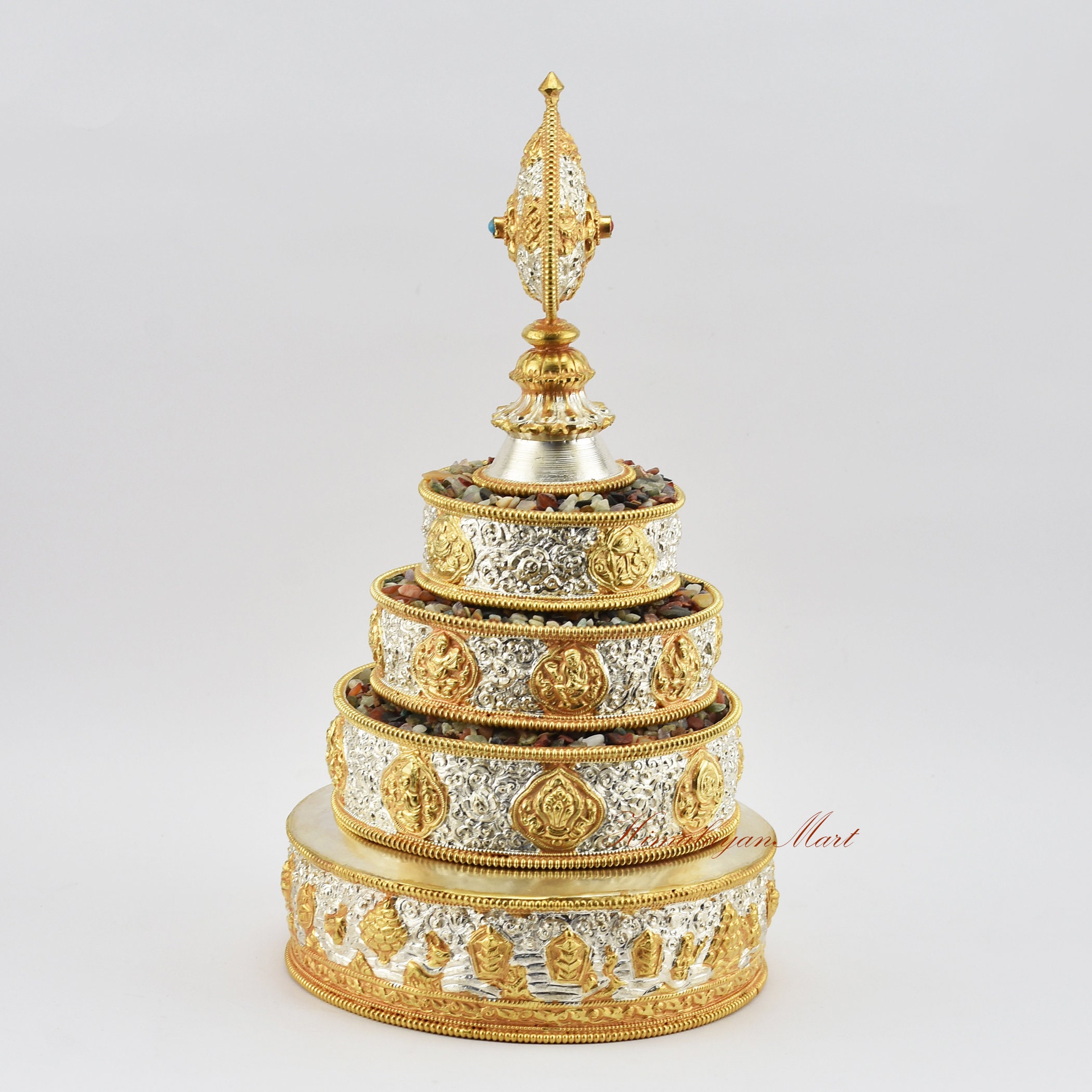 金銀メッキ銅製マンダラセット：チベット仏教の祭壇用神殿 - Etsy 日本