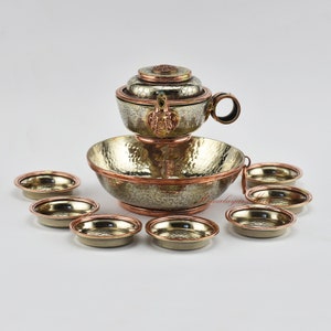 Fine Quality Hand Made Tibetan Buddhist Ritual Jambhala Water Offering / Chutor Water Offering / Water Torma Set from Patan, Nepal