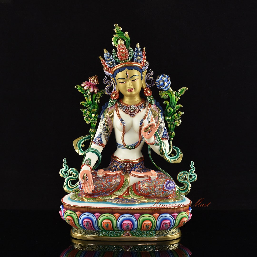 White Tara Statue: 24K Gold Gilded Copper Buddhist Rupa - Etsy
