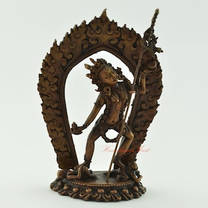 Fine Quality Buddhist Tibetan Vajrayogini Dakini Copper Statue in Oxidation Finish from Patan, Nepal