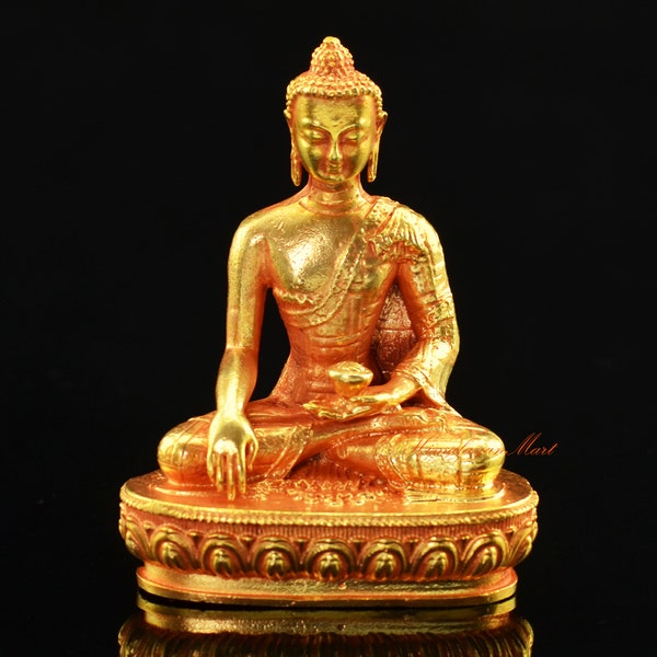 Fine Quality Gold Plated Tomba / Shakyamuni Buddha Small Copper Statue for Altar / Shrine / Monastery from Patan, Nepal