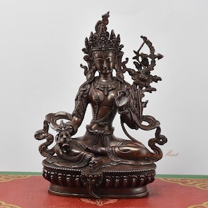 Fine Quality Hand Carved Tibetan Buddhist Red Tara Copper in Oxidation Finish Statue Rupa made using Lost Wax Method from Patan, Nepal