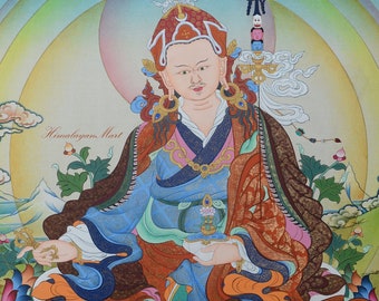 Thangka Guru Rinpoche Leinwandbild – 40x50 Cm Mit Goldenem Holzrahmen, Hochwertiger Druck