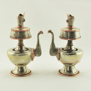 Fine Quality Hand Made Buddhist Tibetan White Metal Ritual Ceremonial Bhumpa Set for Shrine / Altar / Monastery from Patan, Nepal