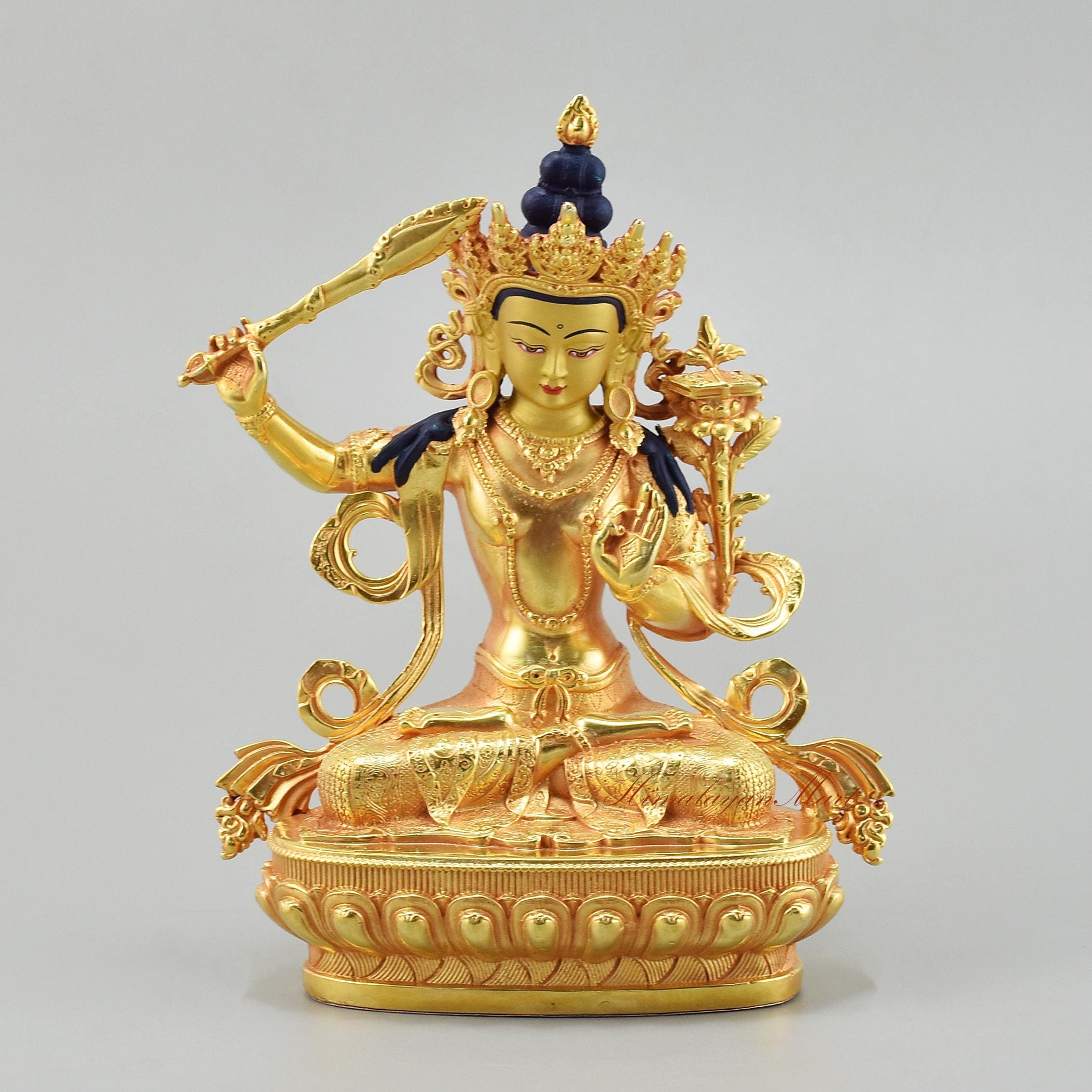 金メッキの文殊菩薩像：手作りのチベット仏教の祭壇仏壇 - Etsy 日本