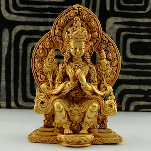 Fine Quality Gold Plated Maitreya Buddha / The Future Buddha Copper Statue from Patan, Nepal