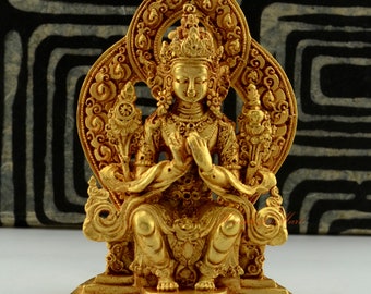 Fine Quality Gold Plated Maitreya Buddha / The Future Buddha Copper Statue from Patan, Nepal