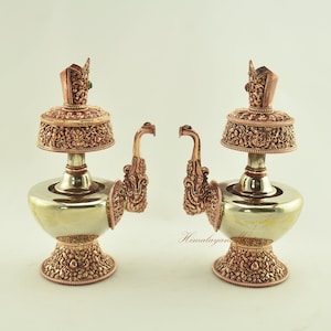 Beautifully Hand Made Tibetan Buddhist Ritual Vase Bhumba Set for Shrine Altar Monastery from Patan, Nepal