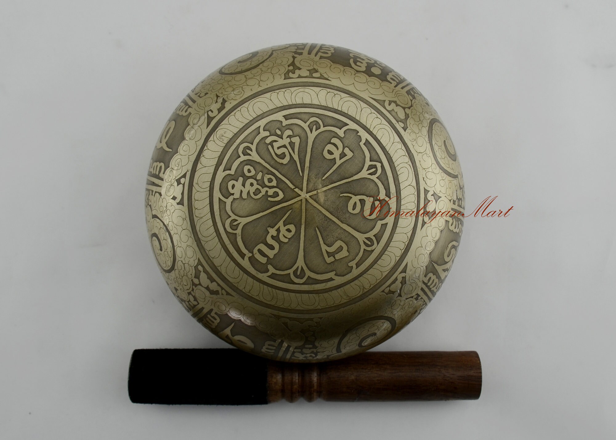 手彫りの金属製シンギングボウル5個セット：チベット瞑想、ヨガ