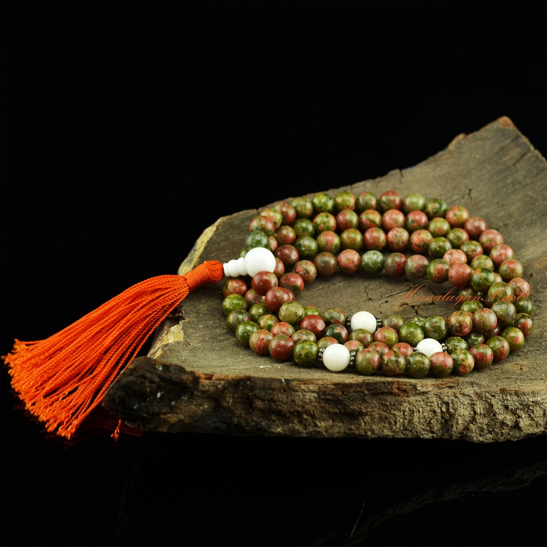 Unakite Prayer Beads Mala: Conch Shell, 108 Beads - Etsy