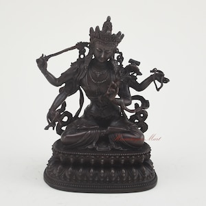 Fine Quality Copper Alloy in Oxidation Finish Tibetan Buddhism Maha Manjushri Statue Rupa from Patan, Nepal