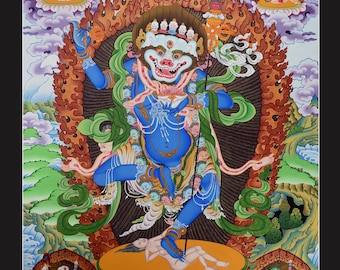 手描きのシムハムカ・ジョギニ・タンカ：チベットの宗教芸術 - Etsy 日本