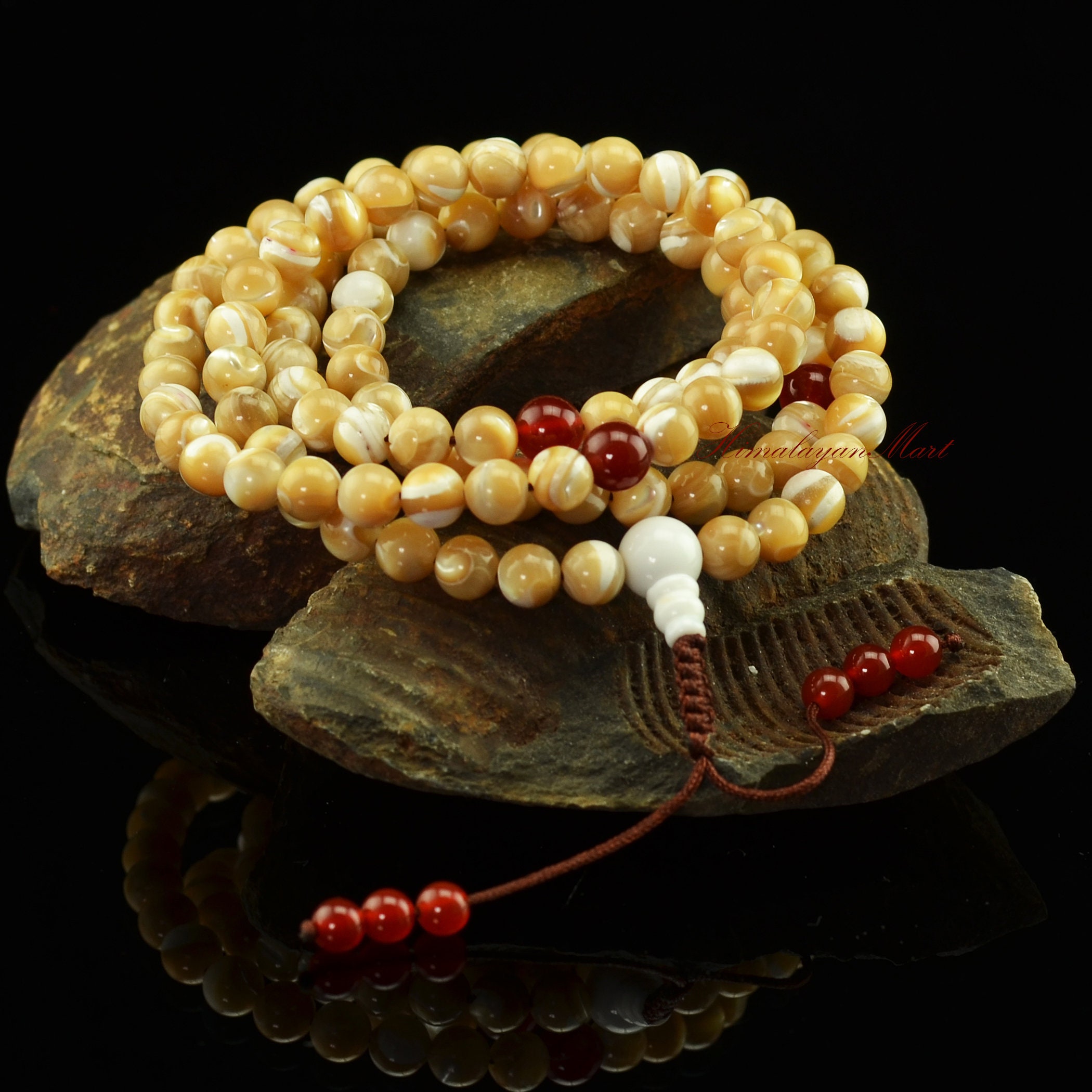 Buy Mm Natural Mother of Pearl 108 Prayer Beads Tibetan