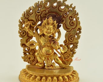 Fine Quality Tibetan Buddhist Vajrapani / Chanadorje Copper Alloy with Gold Plated Statue for Altar / Shrine / Monastery from Patan, Nepal