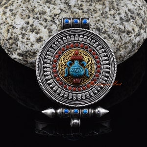 Fine Quality Hand Made Kalasha – Treasure Vase Tibetan Buddhist Silver Pendant Ghau Pendant Prayer Box Jewelry from Patan, Nepal