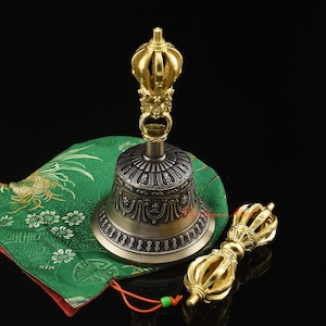 Genuine Quality Tibetan Buddhist Vajra (Dorje) & Bell (Ghanta) Set from Patan, Nepal