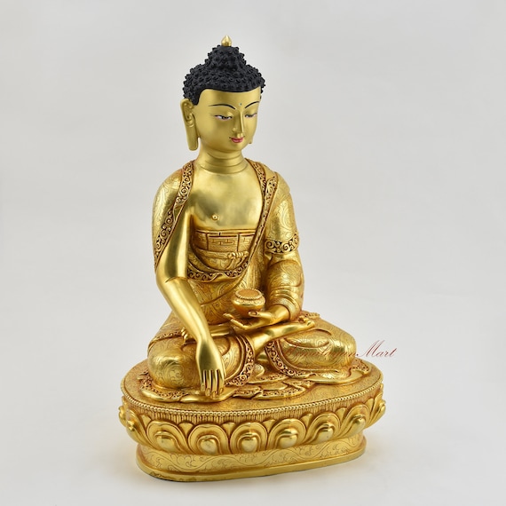 Gold Plated Shakyamuni Buddha Statue: Hand Carved Tibetan Rupa - Etsy