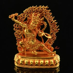 Fine Quality Gold Plated Chanadorje / Vajrapani Buddha Small Copper Statue for Altar / Shrine / Monastery from Patan, Nepal