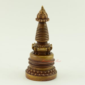 Fine Quality Oxidized Copper Alloy Tibetan Buddhist Stupa / Chorten in Oxidation Finish from Patan, Nepal