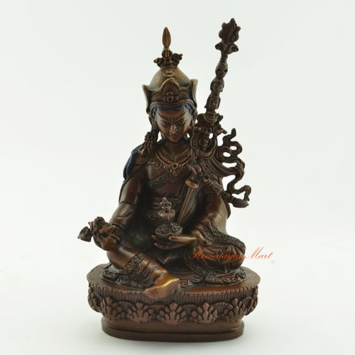 Fine Quality Tibetan Buddhist Guru Rinpoche / Padmasambhava Copper Statue popular in Oxidation Finish from Patan, Nepal