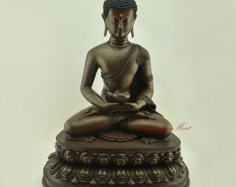 Fine Quality Beautifully Hand Carved Amitabha Buddha / Sangye Opame Copper Statue in Oxidation Finish from Patan, Nepal