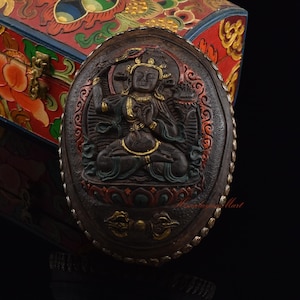 Fine Quality Manjushri Jambiyang Hand Carved Tibetan Buddhism Traditional Resin Kapala Ceremonial Offering Skull Cup Altar Shrine Monastery