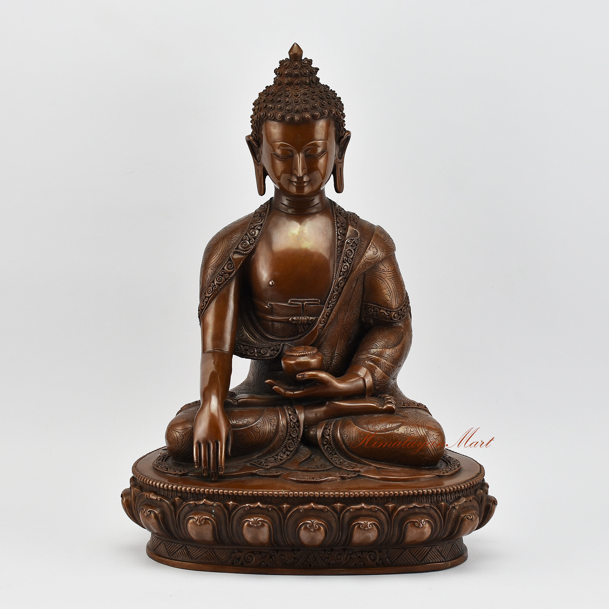 Handmade Shakyamuni Buddha Statue: Copper Oxidation Finish, Nepal