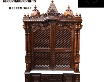 Wooden Temple For Home 72'' H X 44 L X 18 D Wooden Temple For Home Teak Wood Temple Carving Home Altars Hindu Mandir Home Decor Altar Mandir