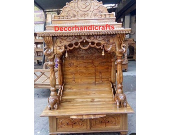 Wooden Temple 42" large solid teakwood handcarved traditional unique design Office Temple/Home Temple/Pooja Mandir Shrines Temple Shrines