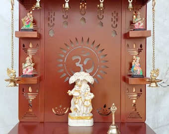 Wooden Temple solid teakwood heavy brass bells hand carved traditional unique handmade wooden mandir for Home Hindu Mandap for Worship