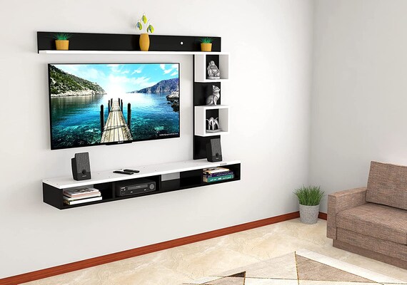 Mueble flotante para TV, mueble de TV para colgar en la pared, unidad de  entretenimiento de montaje en pared, sala de estar y dormitorio, gabinete